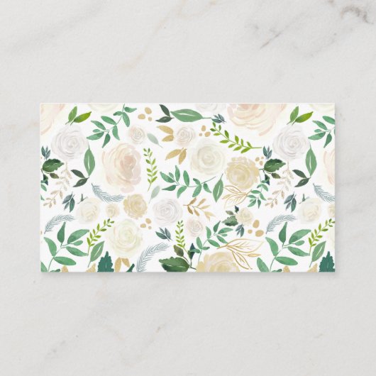 水彩淡桃色芍薬とゴールドグリッターの葉 エンクロージャーカード (裏面)