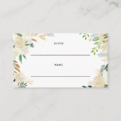 水彩淡桃色芍薬とゴールドグリッターの葉 エンクロージャーカード (正面)