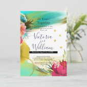 水彩淡緑金ピンク 50周年記念 招待状 (スタンド正面)