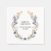 水彩淡藍色野花婚前小聚会 スタンダードカクテルナプキン (正面)