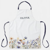 水彩淡青ワイルドフラワー エプロン (正面)