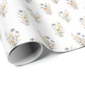 水彩淡青ワイルドフラワー ラッピングペーパー (ロールコーナー)