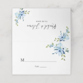 水彩淡青色フローラ結婚 プレイスカード (外部開封)