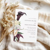 水彩深いさくらんぼプラムフローラ結婚ズ 招待状