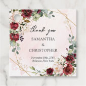 水彩深いレッドローゼス金ゴールド結婚ズ フェイバータグ (正面)