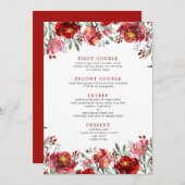 水彩深い赤ガーデンの花 メニュー (正面/裏面)