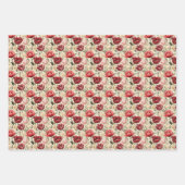 水彩深い赤赤面チューリップ水仙春 ラッピングペーパーシート (正面3)