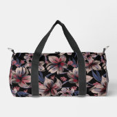 水彩深紅フローラオンブラック ダッフルバッグ (正面)
