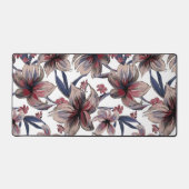 水彩深紅フローラオンホワイト デスクマット (正面)