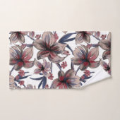 水彩深紅フローラオンホワイト バスタオルセット (ハンドタオル)