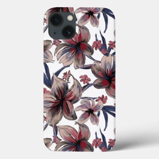 水彩深紅フローラオンホワイト Case-Mate iPhoneケース (裏面)