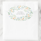 '水彩混合フローラフレーム'住所 シール (バッグ)