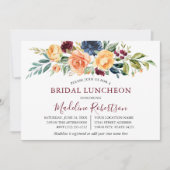 水彩混合フローラブライダルランチブルゴーニュ 招待状 (正面)