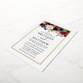 水彩混合フローラ結婚のエレガント金ゴールド 箔招待状 (回転した状態)