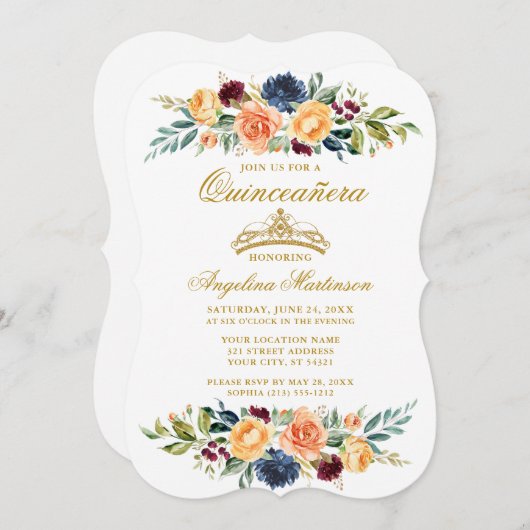 水彩混合フローラ緑キンセアニェラ 招待状 (正面/裏面)