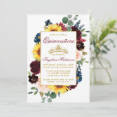 水彩混合ブルゴーニュフローラ金ゴールドキンセアニェラ 招待状 (スタンド正面)