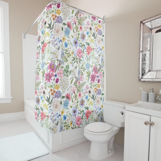 水彩混合庭園花 シャワーカーテン (インサイチュ)