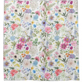 水彩混合庭園花 シャワーカーテン (正面)