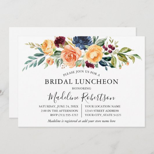 水彩混成フローラ緑化ブライダル昼食会 招待状 (正面/裏面)