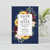 水彩混色フローラ青金ゴールド枠 セーブザデート (スタンド正面)