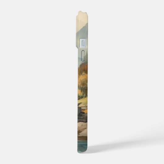 水彩渓流風景 iPhone 15ケース (左側面)