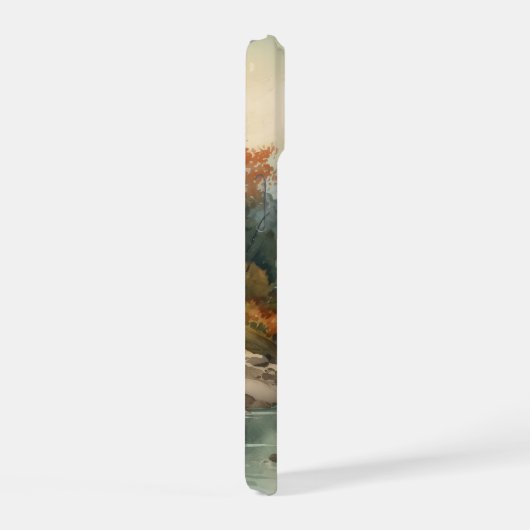 水彩渓流風景 iPhone 15ケース (右側面)