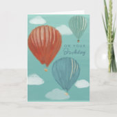 水彩温絵を描気球誕生日 シーズンカード (正面)