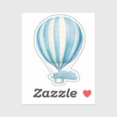 水彩温風船と雲 シール (シート)