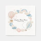 水彩温風船ベビーシャワー スタンダードカクテルナプキン (正面)