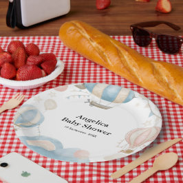 水彩温風船ベビーシャワー ペーパープレート