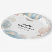 水彩温風船ベビーシャワー ペーパープレート (アングル)