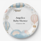 水彩温風船ベビーシャワー ペーパープレート (正面)