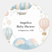 水彩温風船ベビーシャワー ラウンドシール (正面)