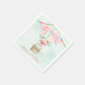 水彩温風船ミントピンクピーチ スタンダードカクテルナプキン (角)