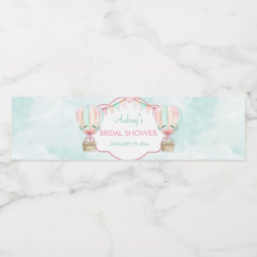 水彩温風船ミントピンクピーチ ペットボトルラベル (シングルラベル)