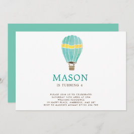 水彩温風船誕生日招待状 招待状