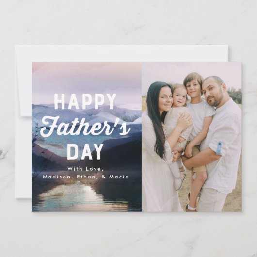 水彩湖と山の父の日カード (正面)