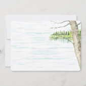 水彩湖と彫られた木のハート 招待状 (裏面)