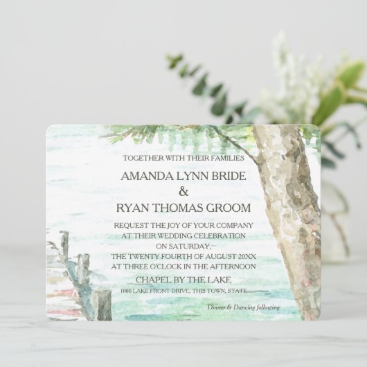 水彩湖と木 招待状 (スタンド正面)