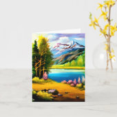 水彩湖のカスタマイズ可能 カード (黄色い花)