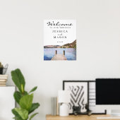 水彩湖の結婚ウェルカムサイン ポスター (ホームオフィス)