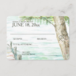 水彩湖の結婚反応 出欠カード