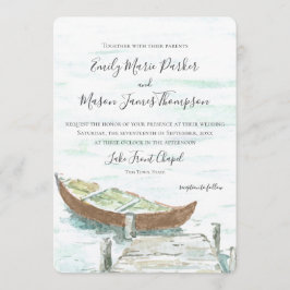 水彩湖カヌー結婚ズ 招待状