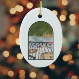 水彩湖コモイタリア セラミックオーナメント