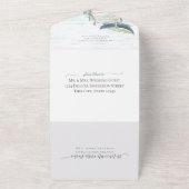 水彩湖ブルーカヌー結婚ズ オールインワン招待状 (外側)