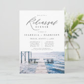 水彩湖畔のリハ結婚ーサルディナー 招待状 (スタンド正面)