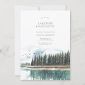 水彩湖畔独身最後の週末の予定 招待状 (正面)