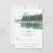 水彩湖素朴湖 |マウンテンレイク結婚ズ 出欠カード (正面)