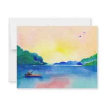 水彩湖釣り引退パーティーの招待状