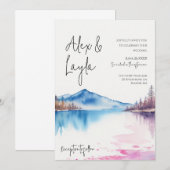 水彩湖 穏やかな ミニマリスト 招待状 (正面/裏面)